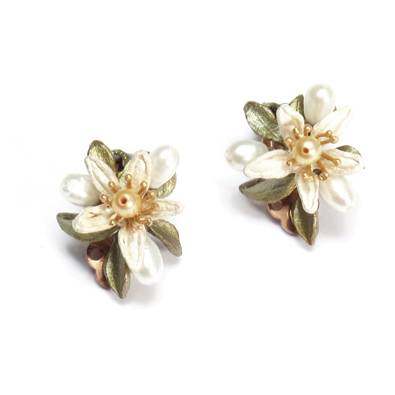 Orange Blossom Button Clip Earring