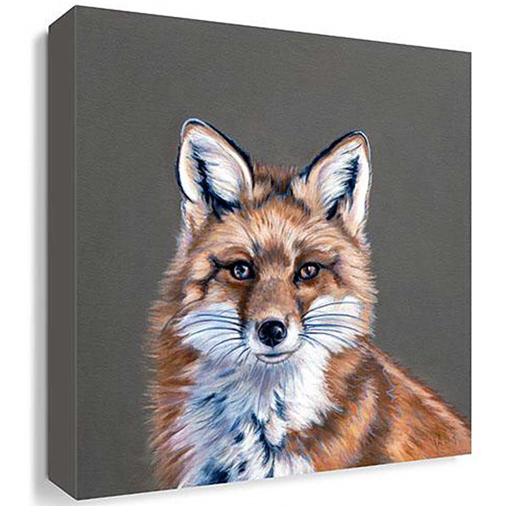 Fox Linocut Solid-Faced Canvas Print