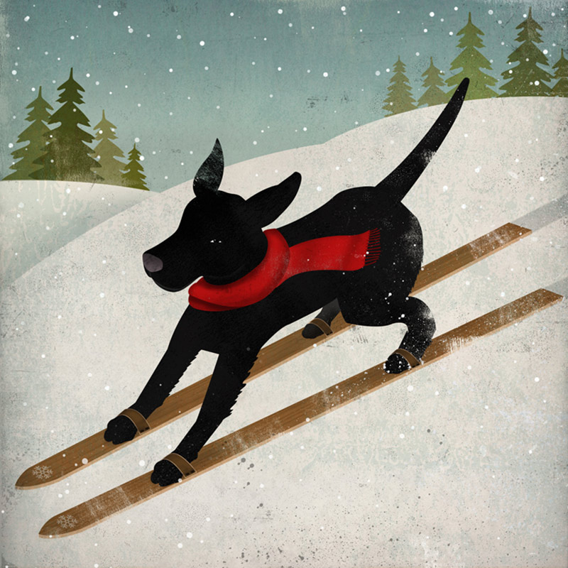 Shops FREE CUSTOMIZATION Black Dog Ski Company Archival Pigment Print Signed