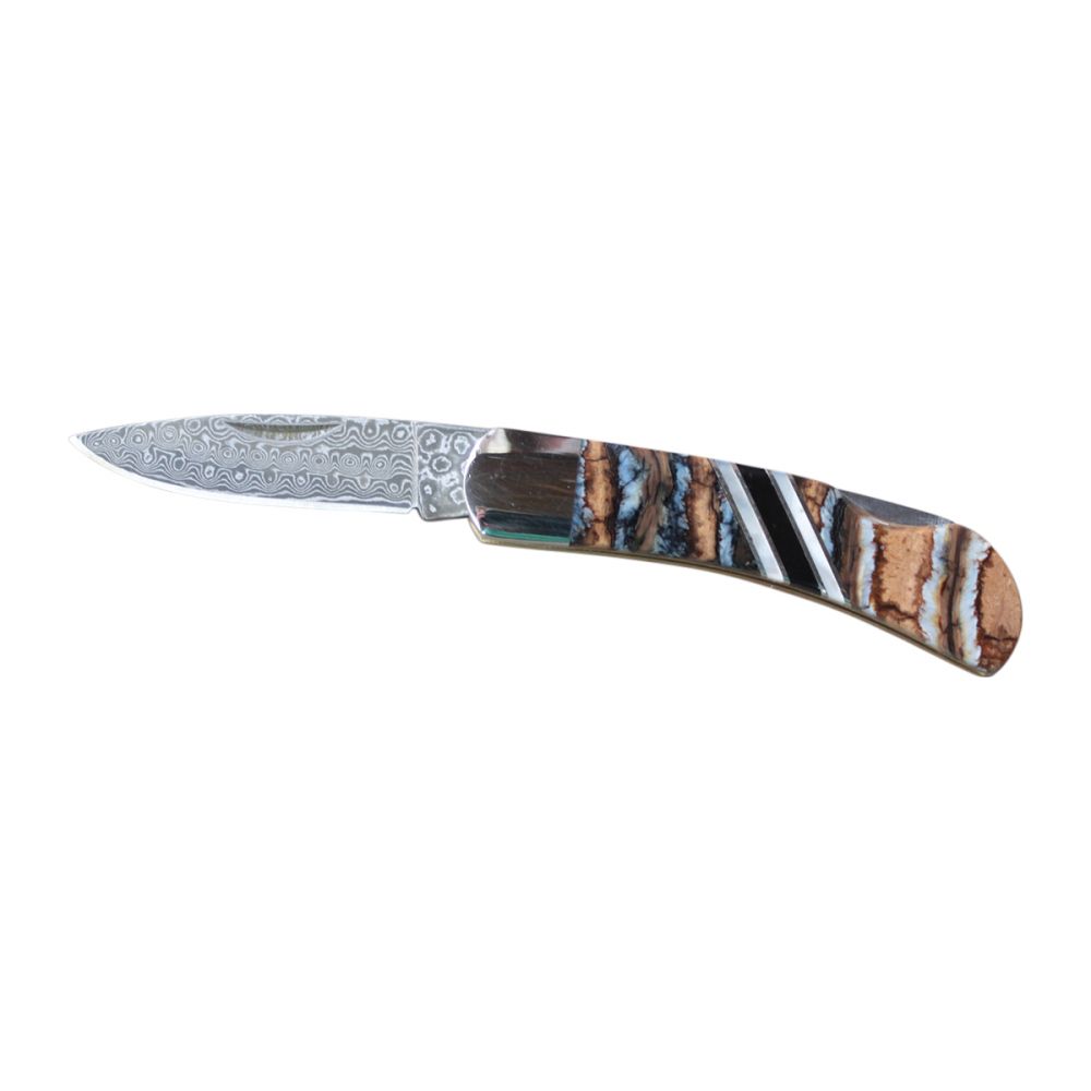 Woolly Mammoth Bone and Damascus Steel Pocket Knife
