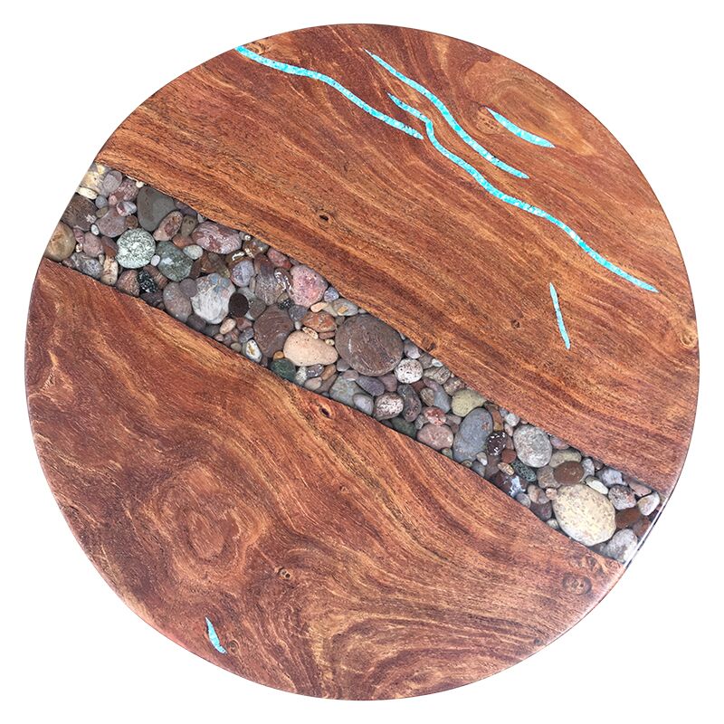 Sushi Board with River Rocks & Turquoise