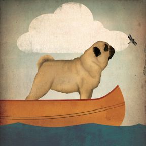 Custom Personalized -- Double Dog Labrador top Canoe Company Graphic Art Giclee Print Signed