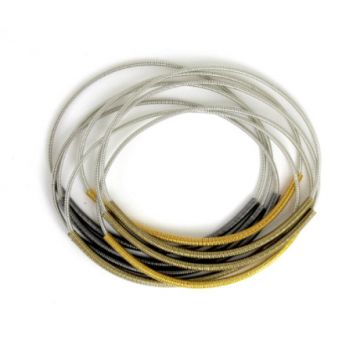 Black & Silver Tube Piano Wire Bracelet